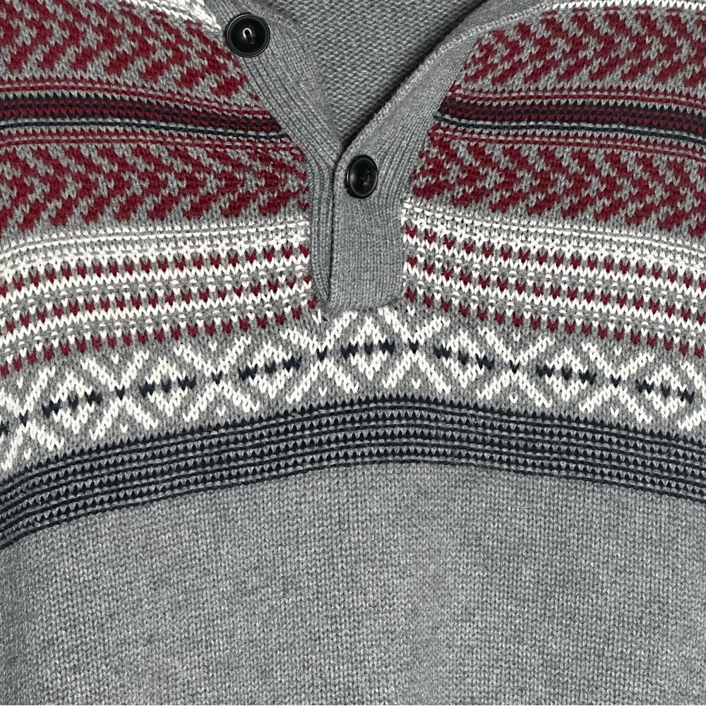 Chaps Men's Fair Isle Three Button Mock Neck Collar Pullover Sweater Size XXL - Picture 6 of 7